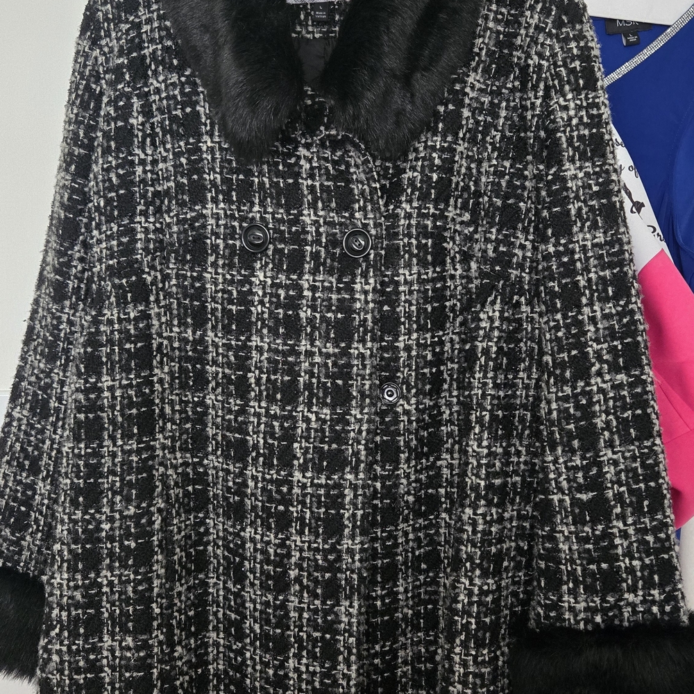 Apt. 9 Black and Silver Tweed Pea Coat